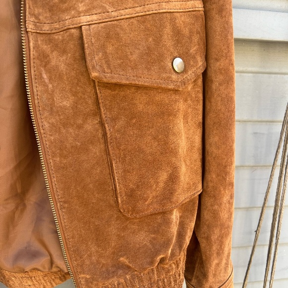 Zara Tan Suede Bomber Jacket - Picture 3 of 5